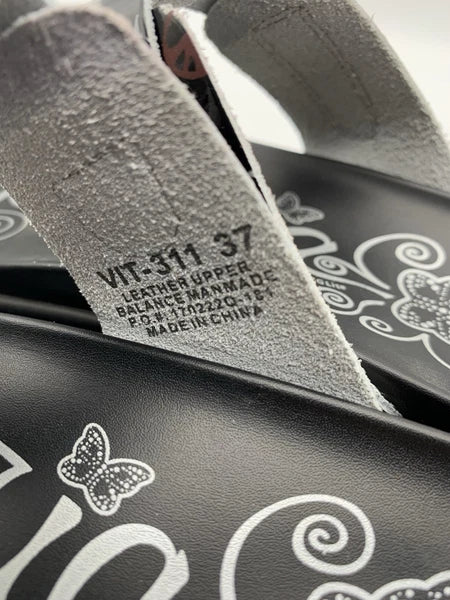 Alegria Women's US 7/7.5 EU 37 Vita Peace And Love Black Leather Sandals