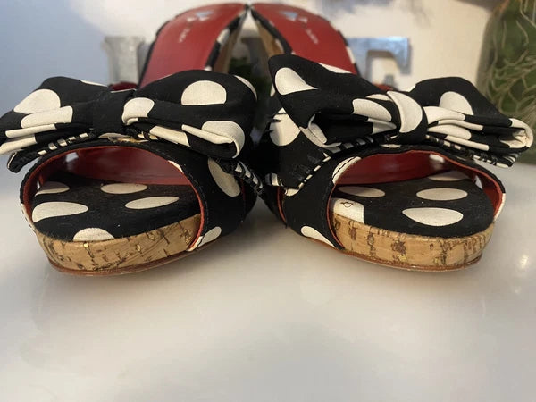 Daniblack Women’s Wanda Slide Sandals Black and White Polka Dots Retro Style 10M