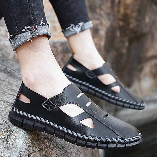 Mens Sport Summer Leather Sandals Fashion Slip-on Hollow Out Casual Shoes New