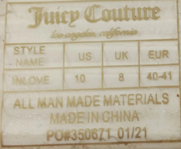 Juicy Couture Sandals Size 10 Y2K Jelly Slides Womans Flats Flip Flops Slip On
