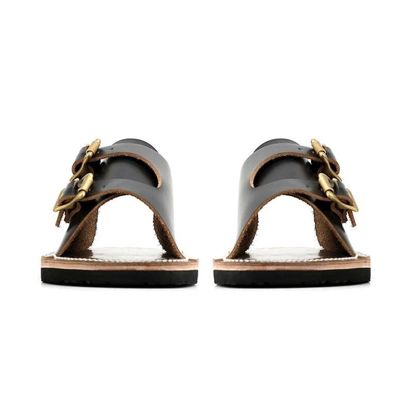 Korean Style Handmade Handcrafted Genuine Leather Slide On Flip Flops Sandals