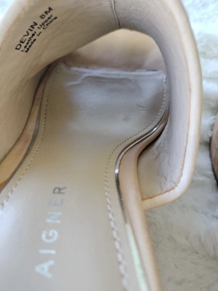 ETIENNE AIGNER Devin Sz 8  Sandals Platforms Women's Natural Cork Wedges Slides