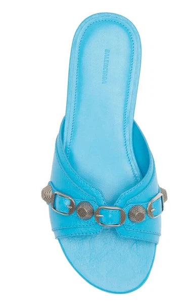 Balenciaga Le Cagole Slide Sandal CYAN/ AGED NIKEL, Size 9US /39EU $750