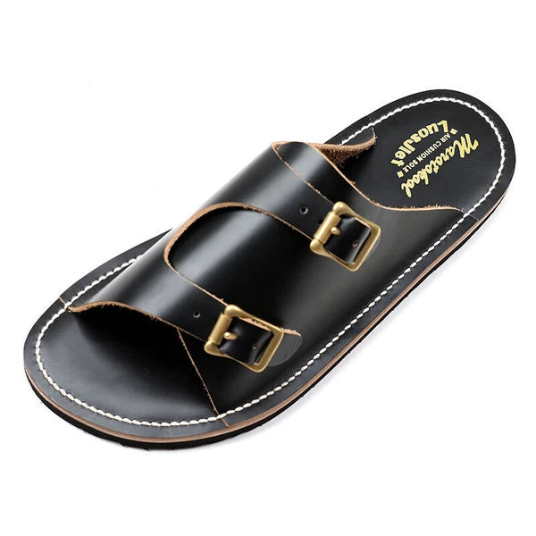 Korean Style Handmade Handcrafted Genuine Leather Slide On Flip Flops Sandals