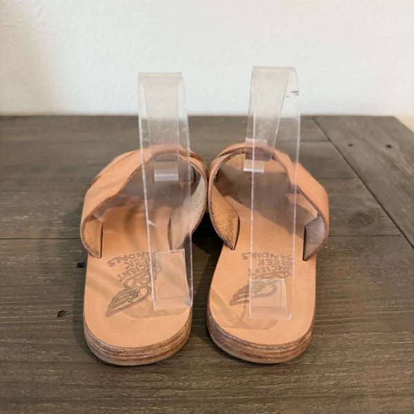Ancient Greek Tan Cross-Strap Sandals Leather Women’s Size 38/8