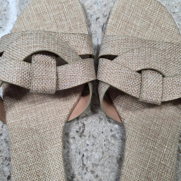 Olivia Jaymes Women's Nessa Raffia Suede Slides Sandals Beige Size 10 New