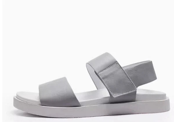 Mens Real Leather Gladiator Sandals Open Toe Beach Shoes Non-slip Flats Summer