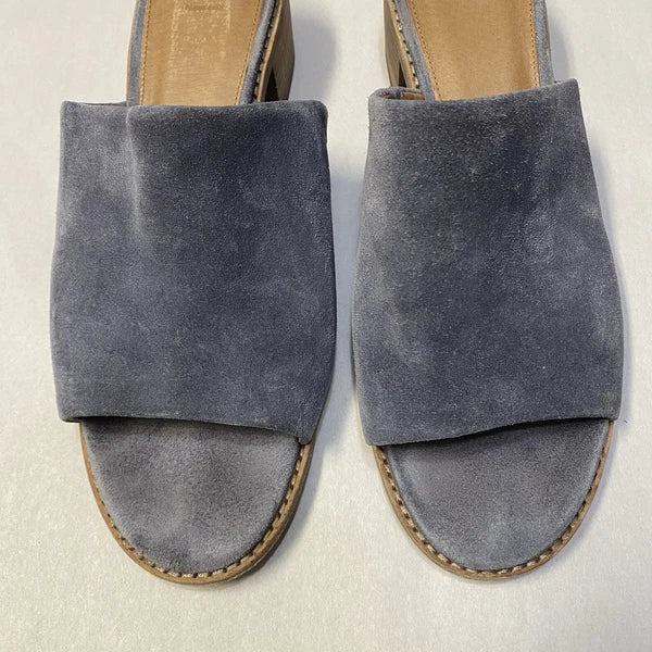 Frye Women’s Mule Sandals Size 10M Block Heel Leather Suede Y2K Style Blue