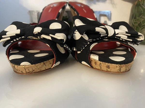 Daniblack Women’s Wanda Slide Sandals Black and White Polka Dots Retro Style 10M