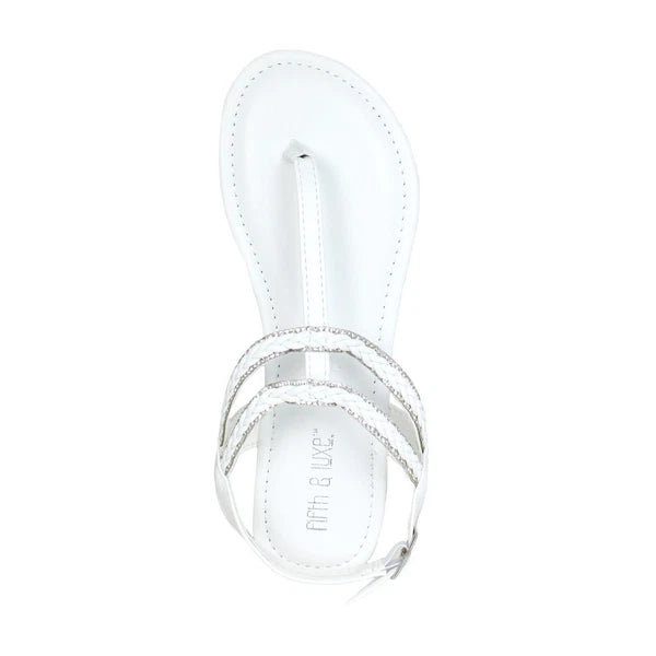 Fifth & Luxe Women Rhinestone Braided T-Strap Flat Medium Width Sandals, Size 9