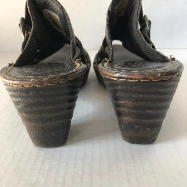 FASHION BUG Sunrise Brown Open Toe Clog Sandals Retro Hippie Boho Womens 8.5