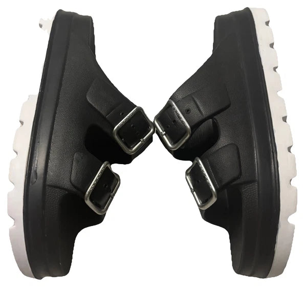 BIANCA J Slides NYC Black Platform Double Strap Slide Sandals Womens Size 9M