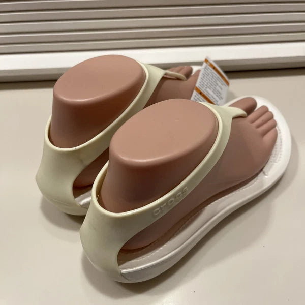 CROCS Women 8 Sexi Flip Flop Thong PALE YELLOW WHITE Serena Sandals NEW NWT