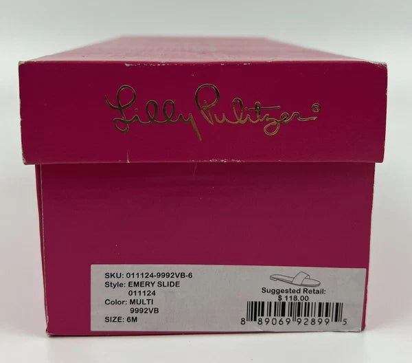 NEW Lilly Pulitzer Emery Slide Sandal Sz 6M Multi Color #011124 MSRP $118 Women
