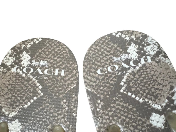 COACH Womens 9 B Abbigail Flip Flops Turnlock Logo Python NEW Sandals