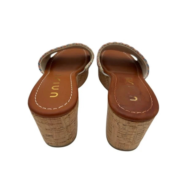 New Unisa Platform Rainbow Wedge Sandals Colorful Woven Slide Cork Heel Size 7M
