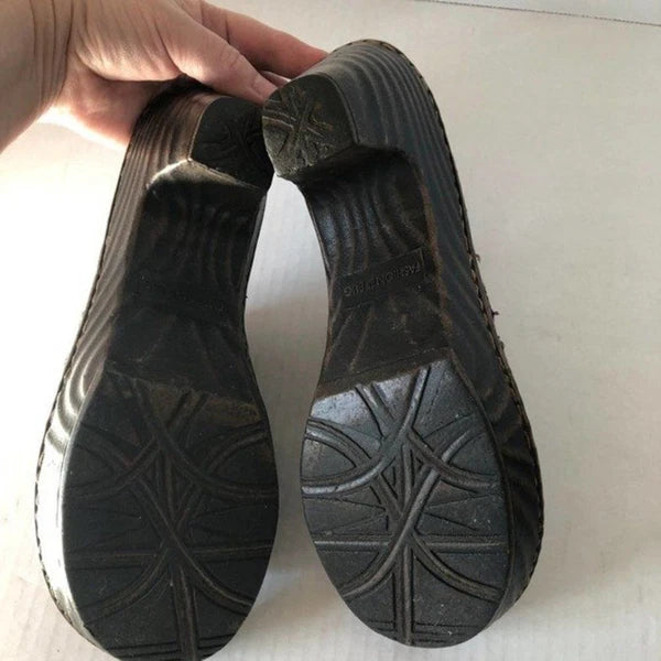 FASHION BUG Sunrise Brown Open Toe Clog Sandals Retro Hippie Boho Womens 8.5