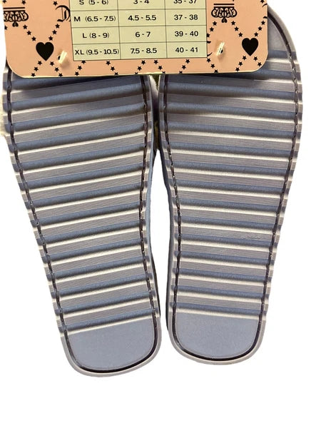 Juicy Couture Black/Silver Slide Slipper Sandals Faux Fur Size XL ( 9.5 - 10.5 )