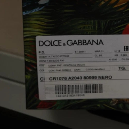 DOLCE & GABBANA Shoes Black Leather Heels Slides Sandals EU37.5 / US7 1200usd