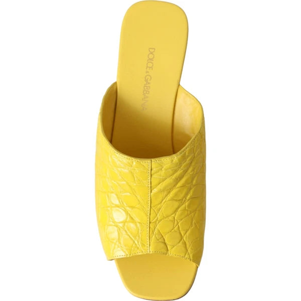 DOLCE & GABBANA Shoes Yellow Leather Wood Mule Wedge Slides EU39 / US8.5 1500usd