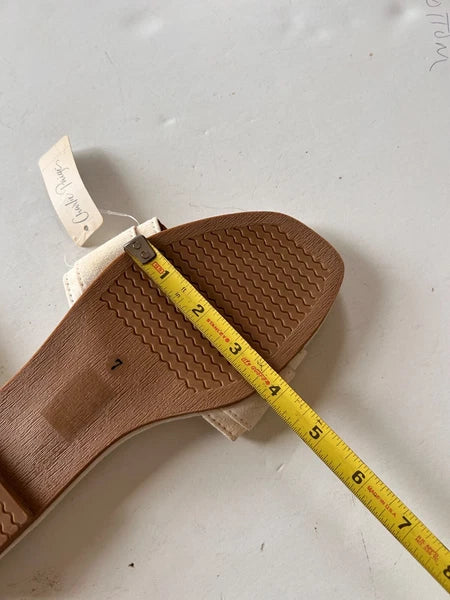 Mod Sandals 7 Off White Cream Buckle 60s Style NEW Slide Flat Charlie Paige