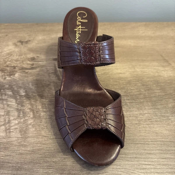 Cole Haan Air Huarache Slide Wedge Sandal Womens Size 6B Slip On Leather Carob