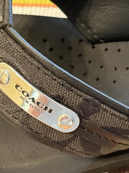 Coach 7B Black Fabric&Leather Flip Flop Sandals Rubber Sole Comfort & Style 1”