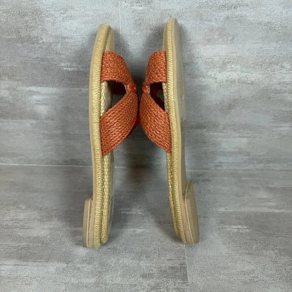 Dolce Vita Woven Orange Slide Sandals Raffia Slip On Casual Summer Shoes 5.5