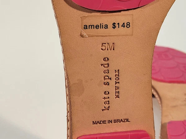 Kate Spade New York Amelia Slide Sandals Size Womens 5 Youth Girl 3.5Y Pink Gold