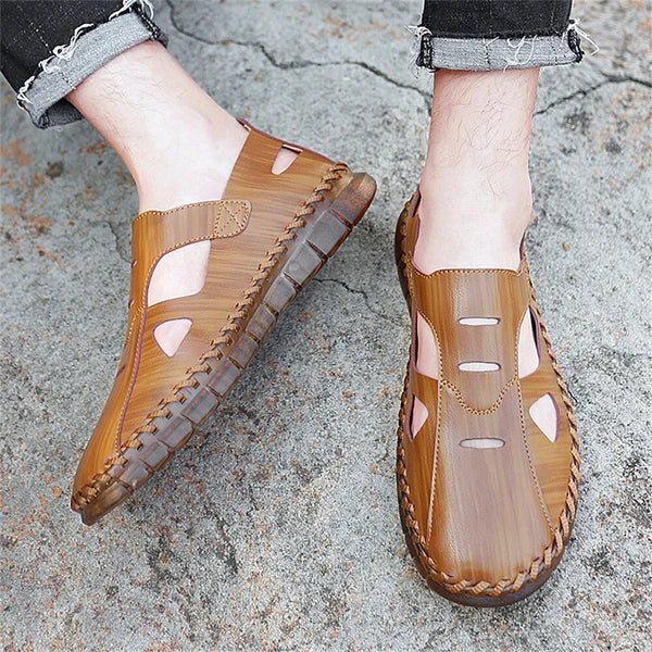 Mens Sport Summer Leather Sandals Fashion Slip-on Hollow Out Casual Shoes New