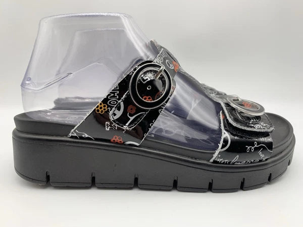 Alegria Women's US 7/7.5 EU 37 Vita Peace And Love Black Leather Sandals