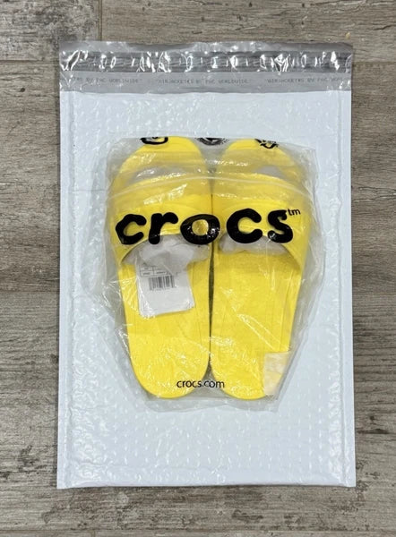 NEW CROCS W7 SLOANE SLIDE IN YELLOW LEMON. STYLE 205742-7C1. DISCONTINUED
