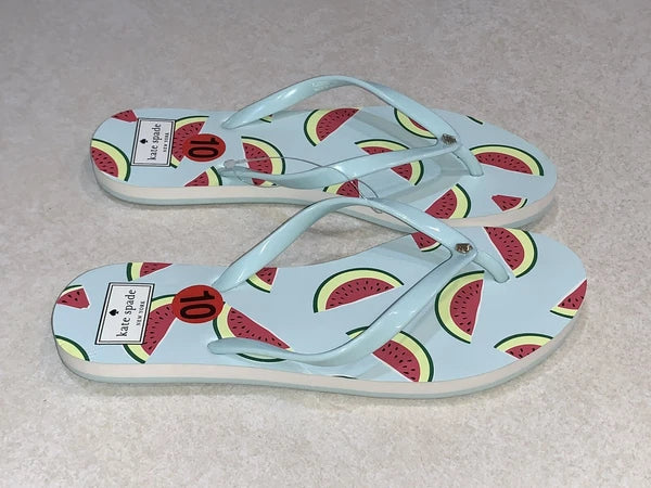 Kate Spade New York Watermelon Fiji Flip Flops Green Size 10 NEW