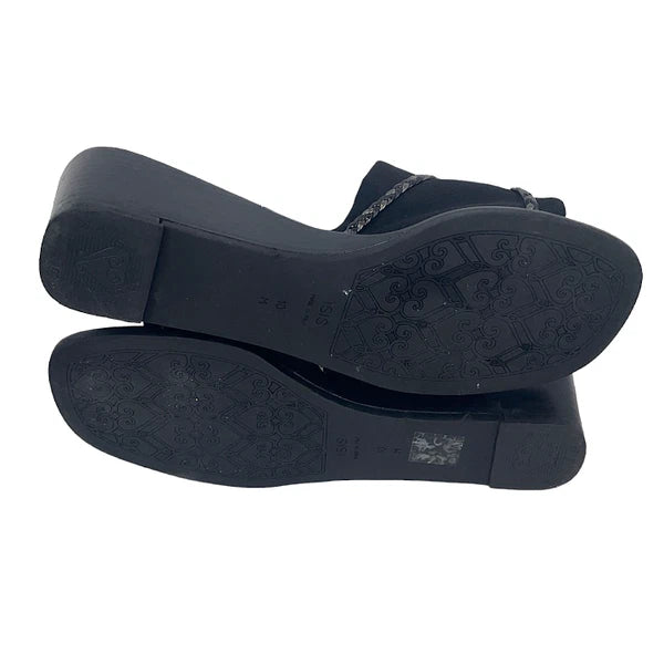 Brighton Sandals Isis Women’s 10M Black Braided Slide Low Wedge Y2K Slip On