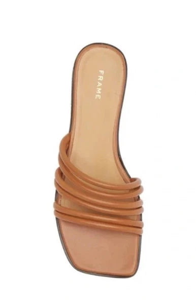 FRAME Le Capri Strappy Slide Sandals  Tan Leather Sz 40 $298