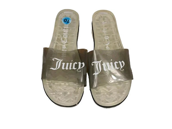 Juicy Couture Sandals Size 10 Y2K Jelly Slides Womans Flats Flip Flops Slip On