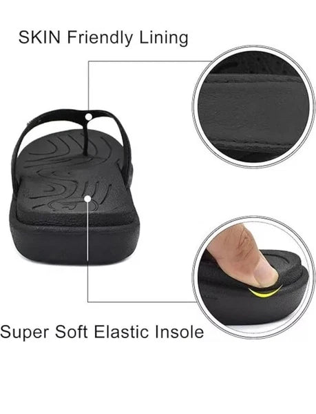 jiajiale Womens Fashion Orthotic Arch Support Flip Flops Black US Size 8