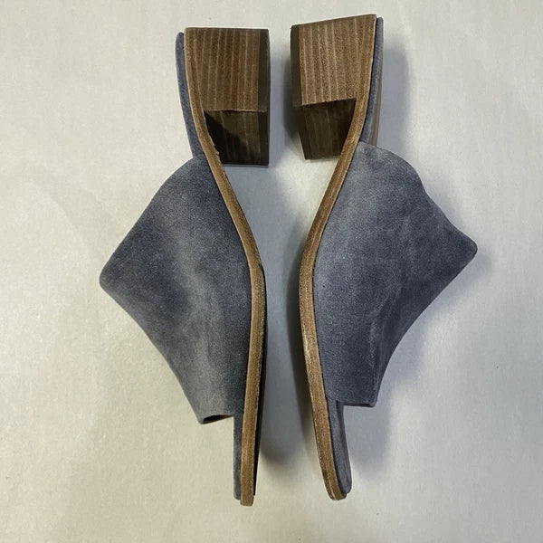 Frye Women’s Mule Sandals Size 10M Block Heel Leather Suede Y2K Style Blue