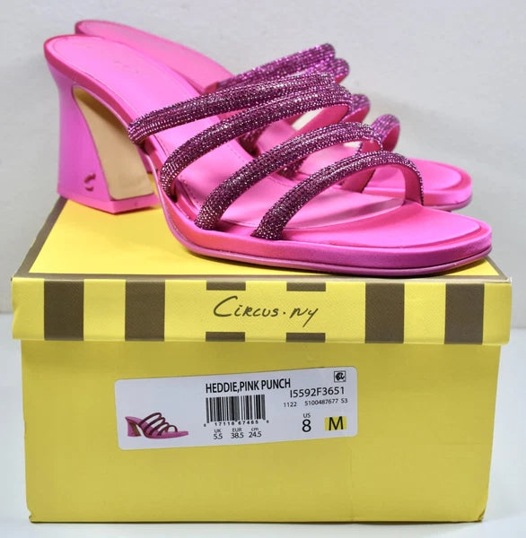 CIRCUS NY BY SAM EDELMAN NIB $120 HEDDIE PINK PUNCH SLIDE HEELED SANDAL. SZ 8 M