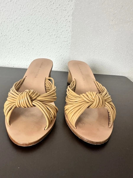 Loeffler Randall Celeste Mignon Knot Mule Size 5.5B Tan Leather Luxury 2” Heel