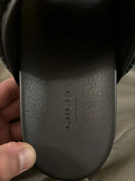 Gucci Puffer Nylon Slides Black/Red/Green Sandal Unisex  Size 39 US 8