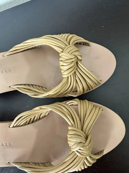 Loeffler Randall Celeste Mignon Knot Mule Size 5.5B Tan Leather Luxury 2” Heel