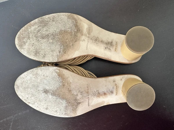 Loeffler Randall Celeste Mignon Knot Mule Size 5.5B Tan Leather Luxury 2” Heel