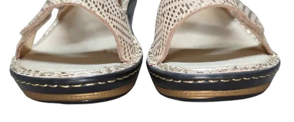 Alegria LOTI Gold Dazzler Sandal Wedge Slide On Open Toe Size 37