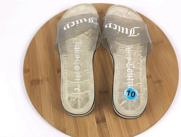 Juicy Couture Sandals Size 10 Y2K Jelly Slides Womans Flats Flip Flops Slip On
