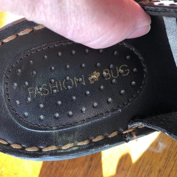 FASHION BUG Sunrise Brown Open Toe Clog Sandals Retro Hippie Boho Womens 8.5