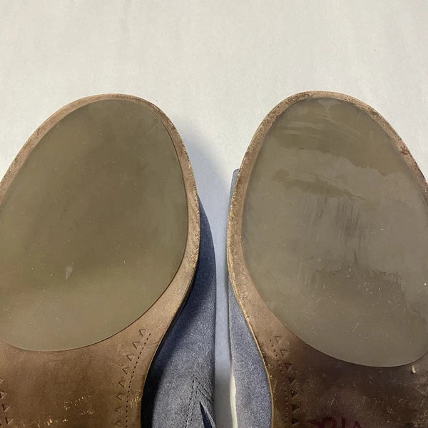 Frye Women’s Mule Sandals Size 10M Block Heel Leather Suede Y2K Style Blue