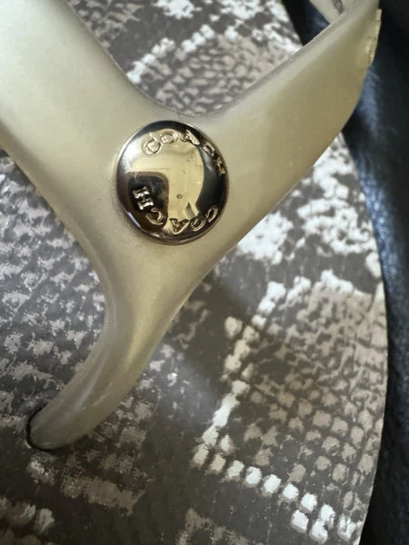 COACH Womens 9 B Abbigail Flip Flops Turnlock Logo Python NEW Sandals