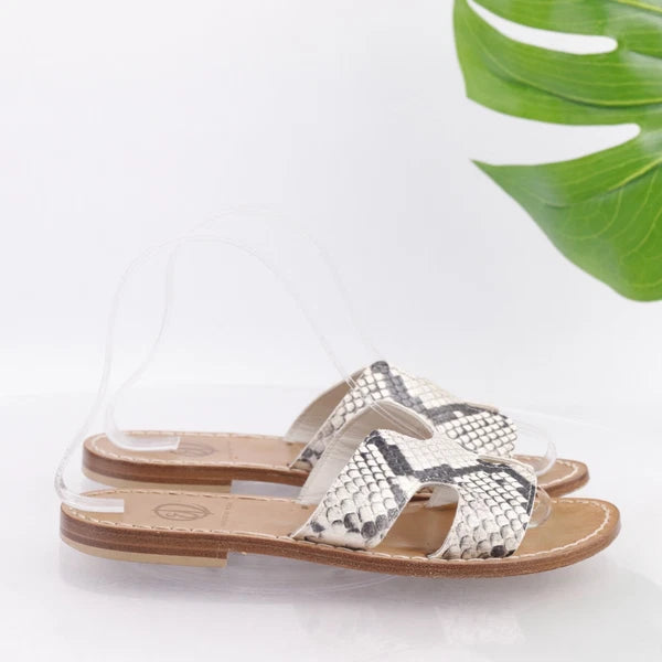Enrico De Rosa Italy Women's Sandal Size 38 7 Snakeskin Slide Resort Hampton