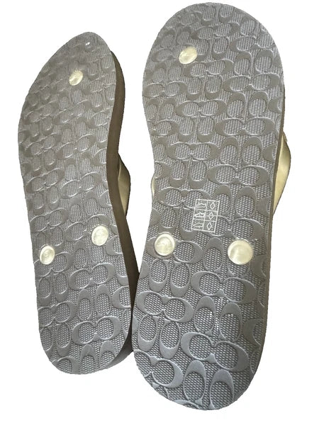 COACH Womens 9 B Abbigail Flip Flops Turnlock Logo Python NEW Sandals